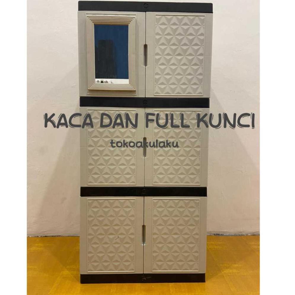 termurah lemari plastik lemari pakaian lemari baju kaca putih full kunci
