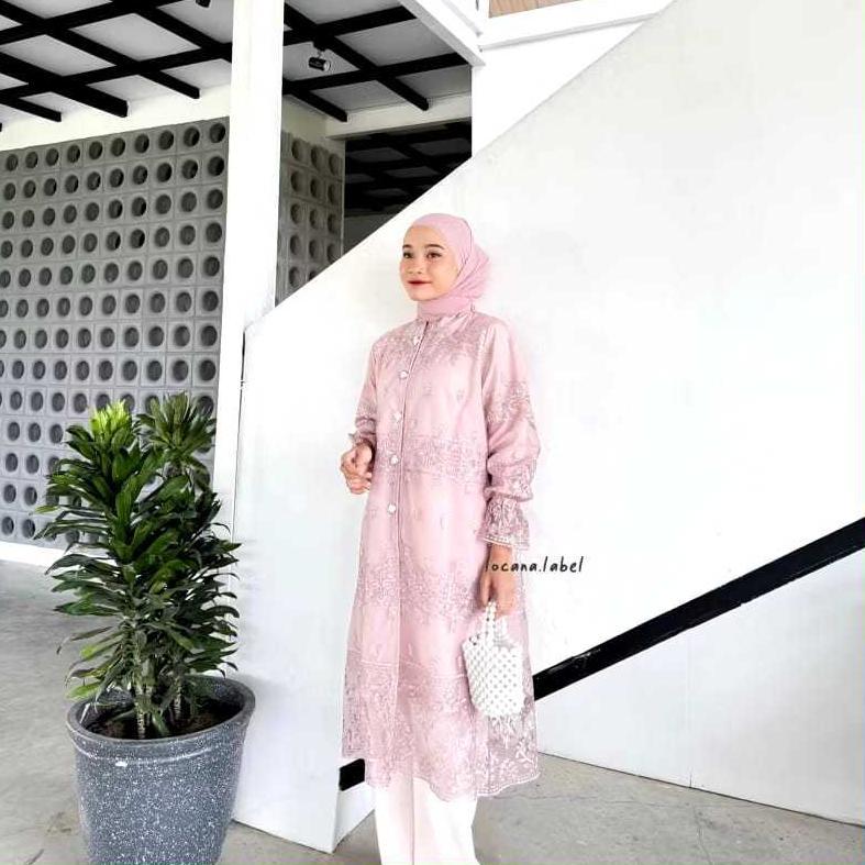 TERMURAH Aluna Long Tunik Busui Friendly Tunik Brokat-Atasan Wanita KEKINIAN