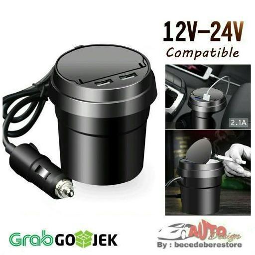 Promo Charger Mobil / Asbak Rokok / 2 In 1/ 2 Port USB Diskon