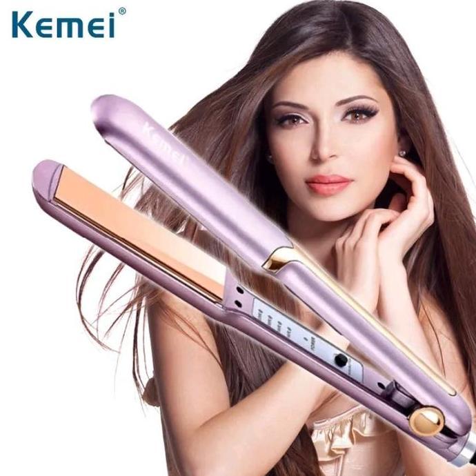 [Ori] Catokan Rambut Ungu Kemei 459 Tourmaline Ceramic Meluruskan Straightener Original Kemei 100% A