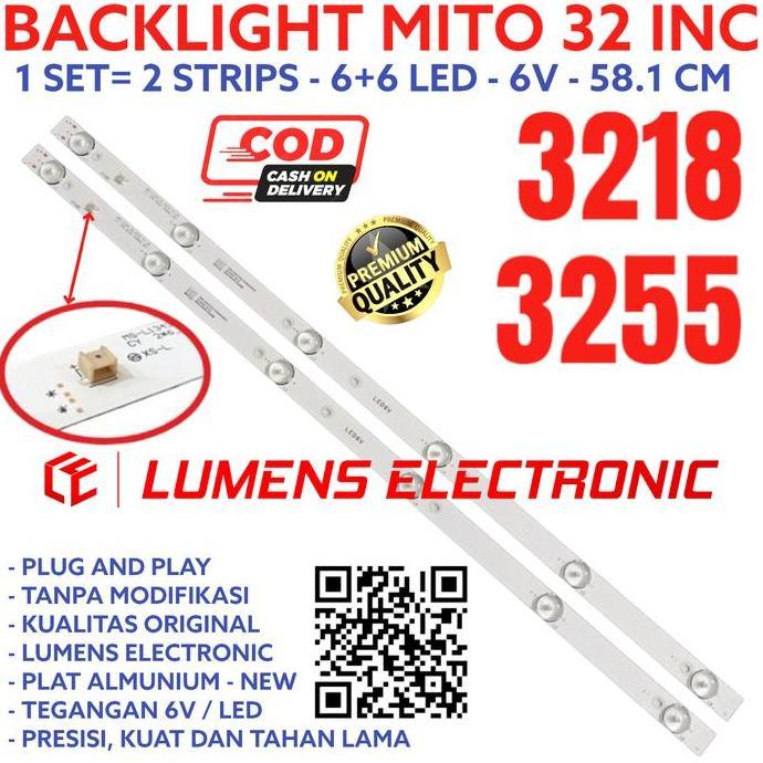 TERLARIS!! BACKLHT TV LED MITO 32 INC 3218 3255 LAMPU 6K 6V 32INC IN 6 VOLT