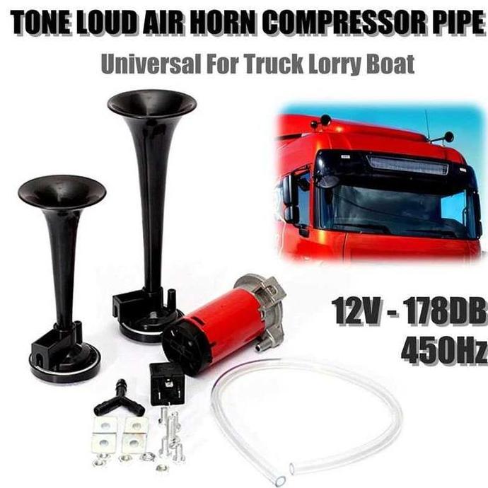 Promo Klakson Trompet Mobil Motor Dual Air Horn 178Db 12V Klakson Kapal Truk Telolet Suara Kencang B