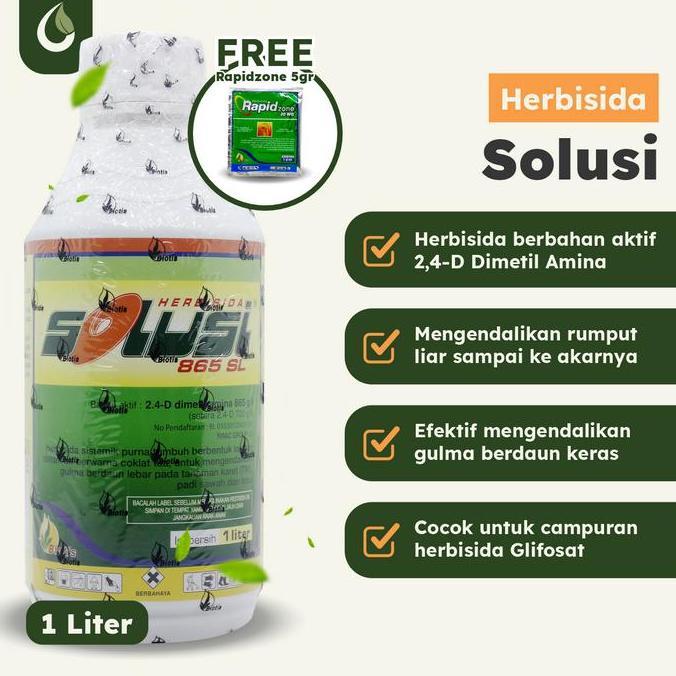 Overbista55 - Solusi 865SL 1 Liter Herbisida Dimetil Amina Pembasmi Rumput Daun Keras