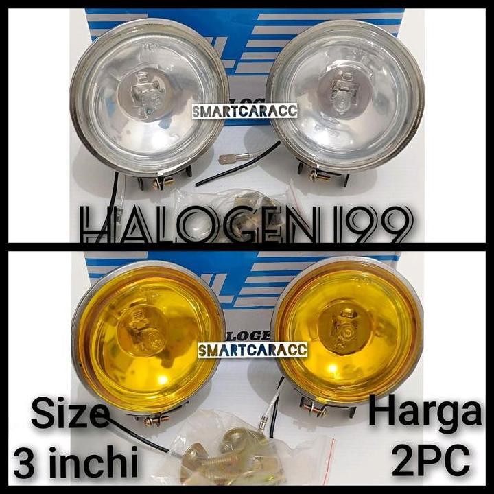 TERBARU LAMPU FOGLAMP FOG LAMP BULAT HALOGEN 199 UNIVERSAL PUTIH KUNING 