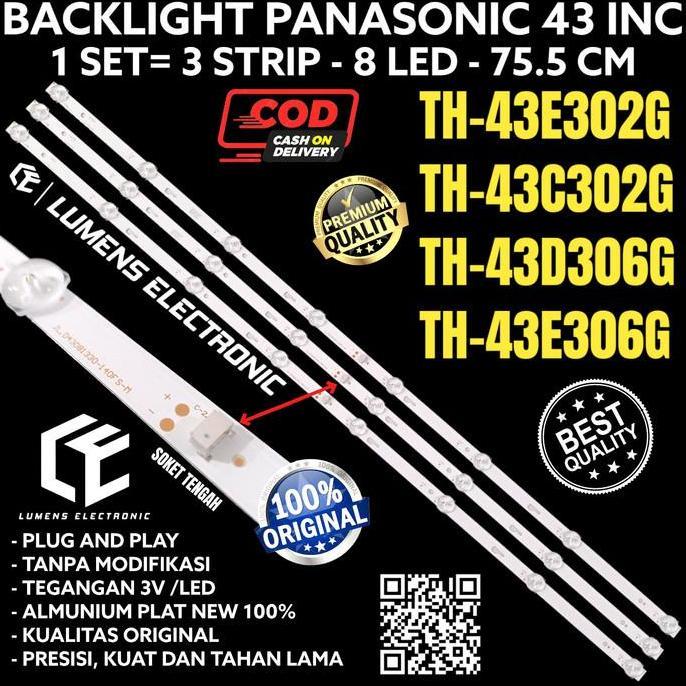 TERLARIS BACKLHT TV LED PANASONIC 43 INC TH-43E302G TH-43C302G 43E LAMPU BL