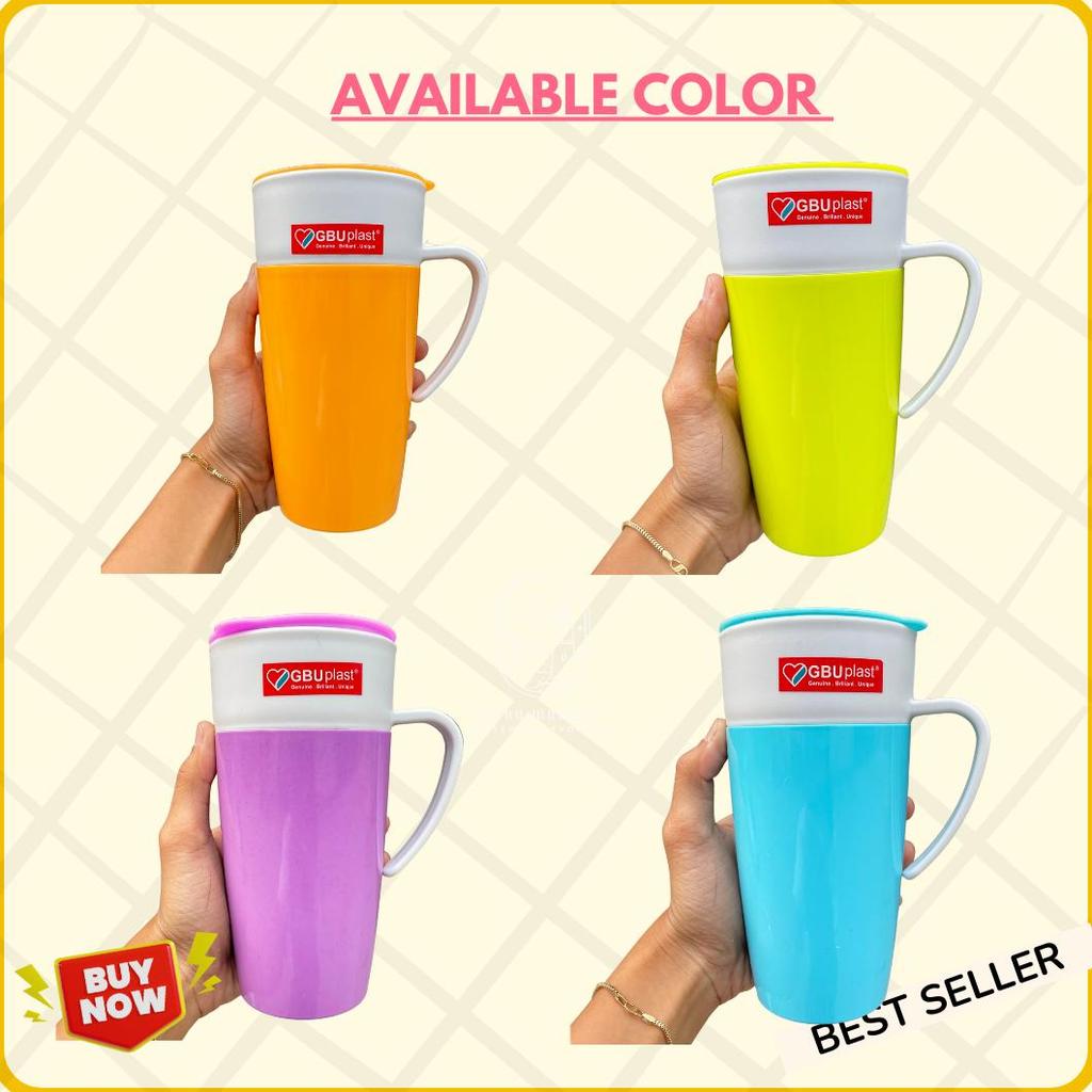 Sale Mug Plastik Double Layer 550 Ml Ayaka Gbu Plastik Gelas Gagang + Tutup Plastik Stok