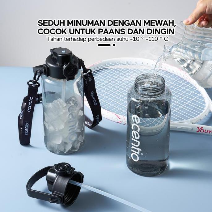 Pass- Ecentio Botol Plastik 1100Ml Botol Minum Besar Botol Minum Olahraga Sport Botol Minum Anak Cow