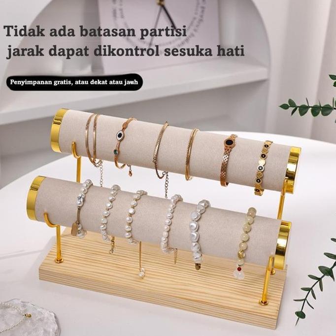 TERLARIS RAK DISPLAY PERHIASAN 3 TINGKAT WARNA HITAM/PUTIH UNTUK GELANG/CINCIN PRAKTIS & MINIMALIS B