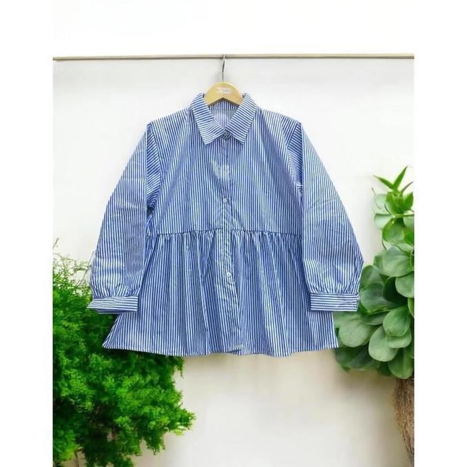 Blouse nadya salur terbaru dan kekinian//blouse salur lengan balon