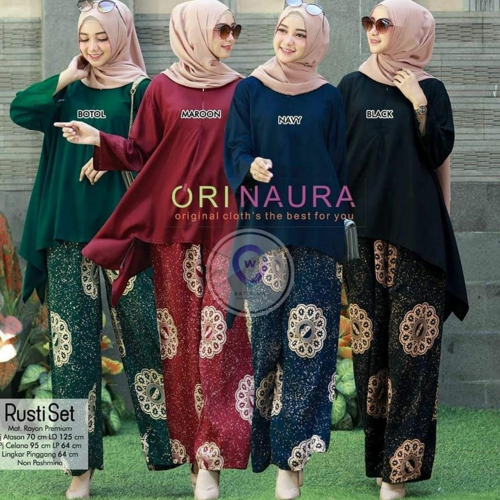 PREMIUM Setelan Jumbo Senaya Set Waka Waka Motif Bunga Ori Naura Size Jumbo Busui Resleting Rayon Te