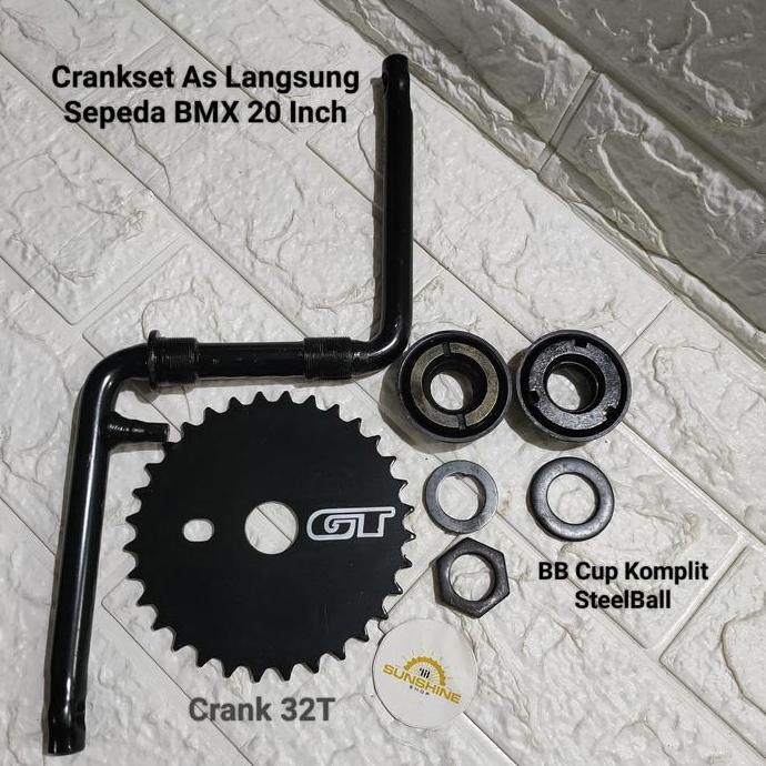 Crank 32T Crankset Sepeda BMX 20 Gir Tengah As Langsung BB Besar Full Set ChainRing GT 32T
