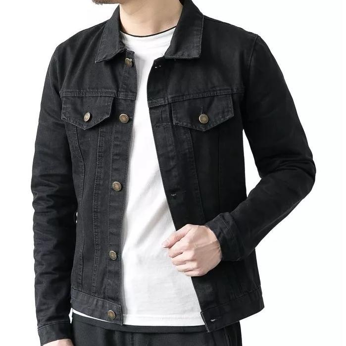 terbaru jaket pria keren jeans denim slim fit lengan panjang jaket distro bandung