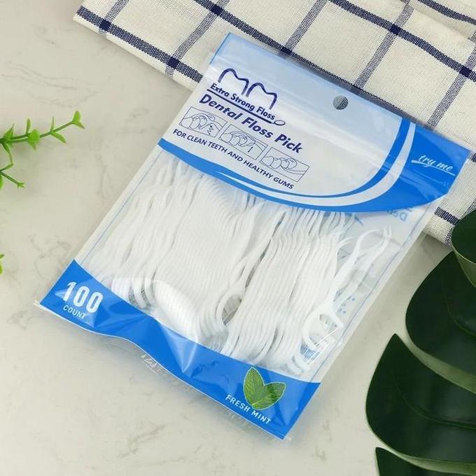 100 Pcs Bag Dental Floss Tusuk Gigi Benang Alat Pembersih Toothpick