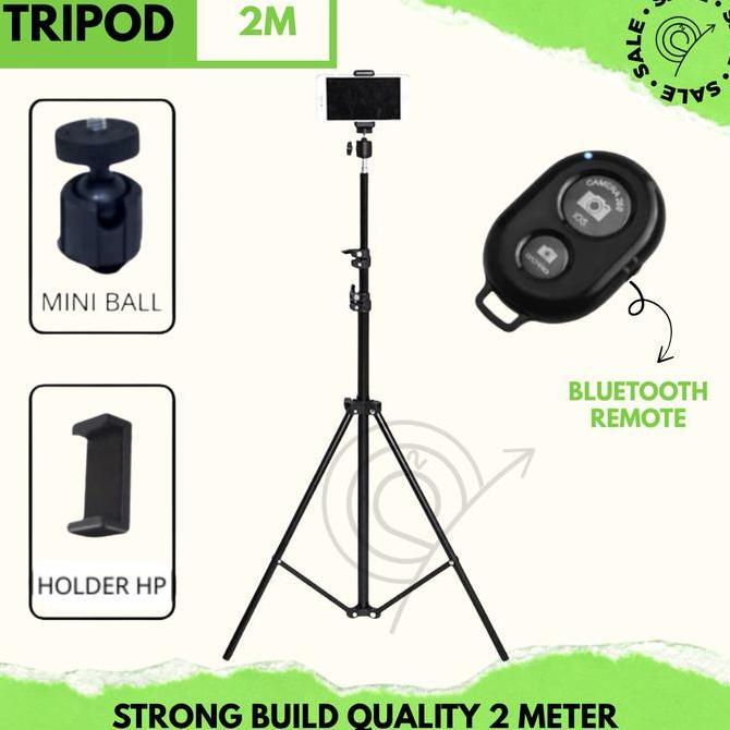 TERLARIS TRIPOD 2 METER TRIPOD / KAMERA/ RING LHT TRIPOD 2M + REMOTE BLUTOOTH TRIPOD BAHAN KUAT DAN 
