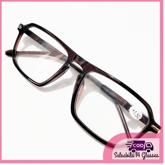 Kacamata Baca Rabun Dekat Pria ukuran +1.00 s/d +3.00 Frame Plastik warna Hitam dan Coklat