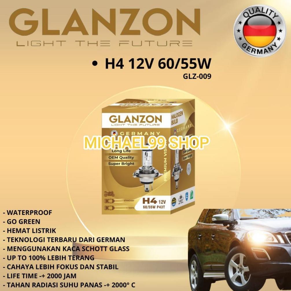 NEW BOHLAM LAMPU HALOGEN MOBIL DATSUN GO, CHEVROLET SPIN, WULING  H4 12V 60/55W P43T ORIGINAL GLANZO