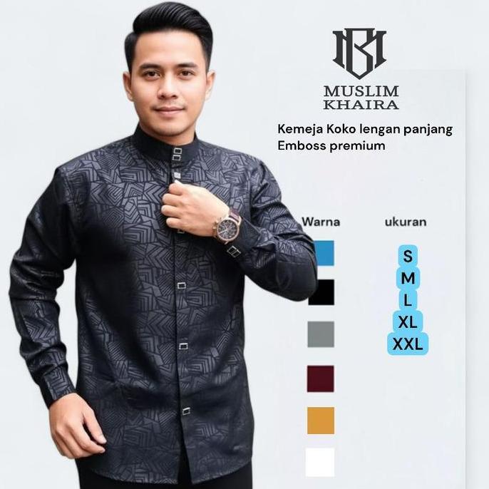 kemko sultan Baju Koko embos atasan pria koko sultan terbaru