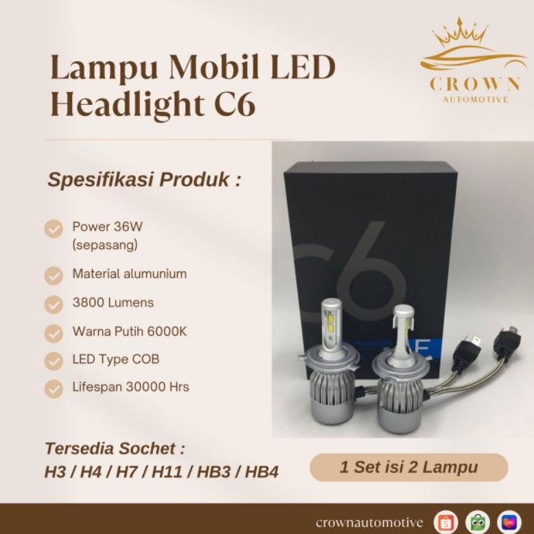 NEW Lampu LED Mobil Headlight C6 / LED Headlamp C6 [terbaik][terlaris]