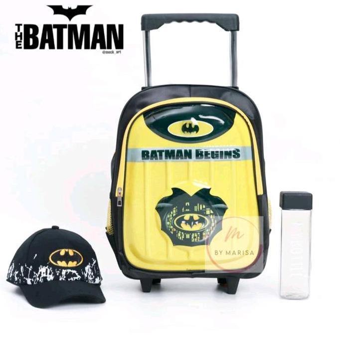 TERLARIS TAS RANSEL TROLI ANAK LAKI LAKI BATMAN LAMPU LED TAS KOPER ANAK COWOK TAS SEKOLAH ANAK