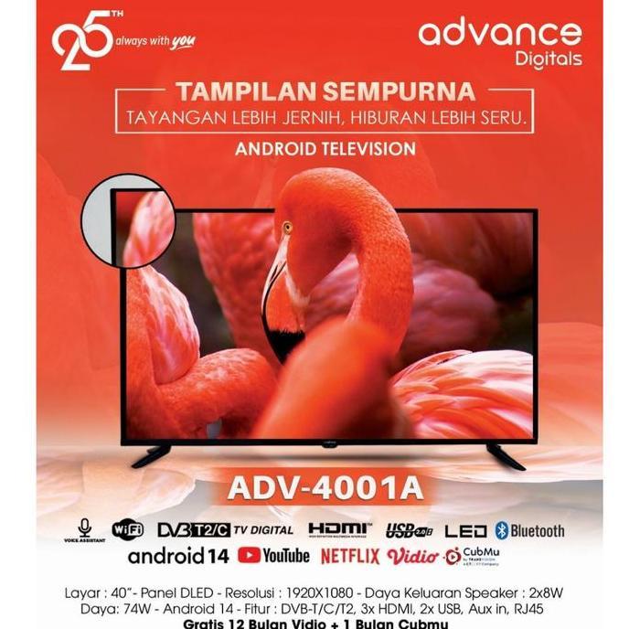 Sale Advance Led Tv Smart Android 40 Inch Adv-4001A