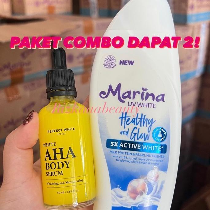 danistoreempat - [paket combo] marina 185ml + perfect white 50ml marina hand & body lotion uv white 