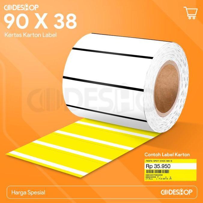 TERMURAH - KERTAS STIKER LABEL GONDOLA - LABEL RAK WARNA KUNING 90 X 38