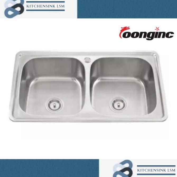 Cenetstore33- BAK CUCI PIRING 78X43 CM DUA LUBANG STAINLESS STEEL WASTAFEL CUCI PIRING TERMURAH Silv