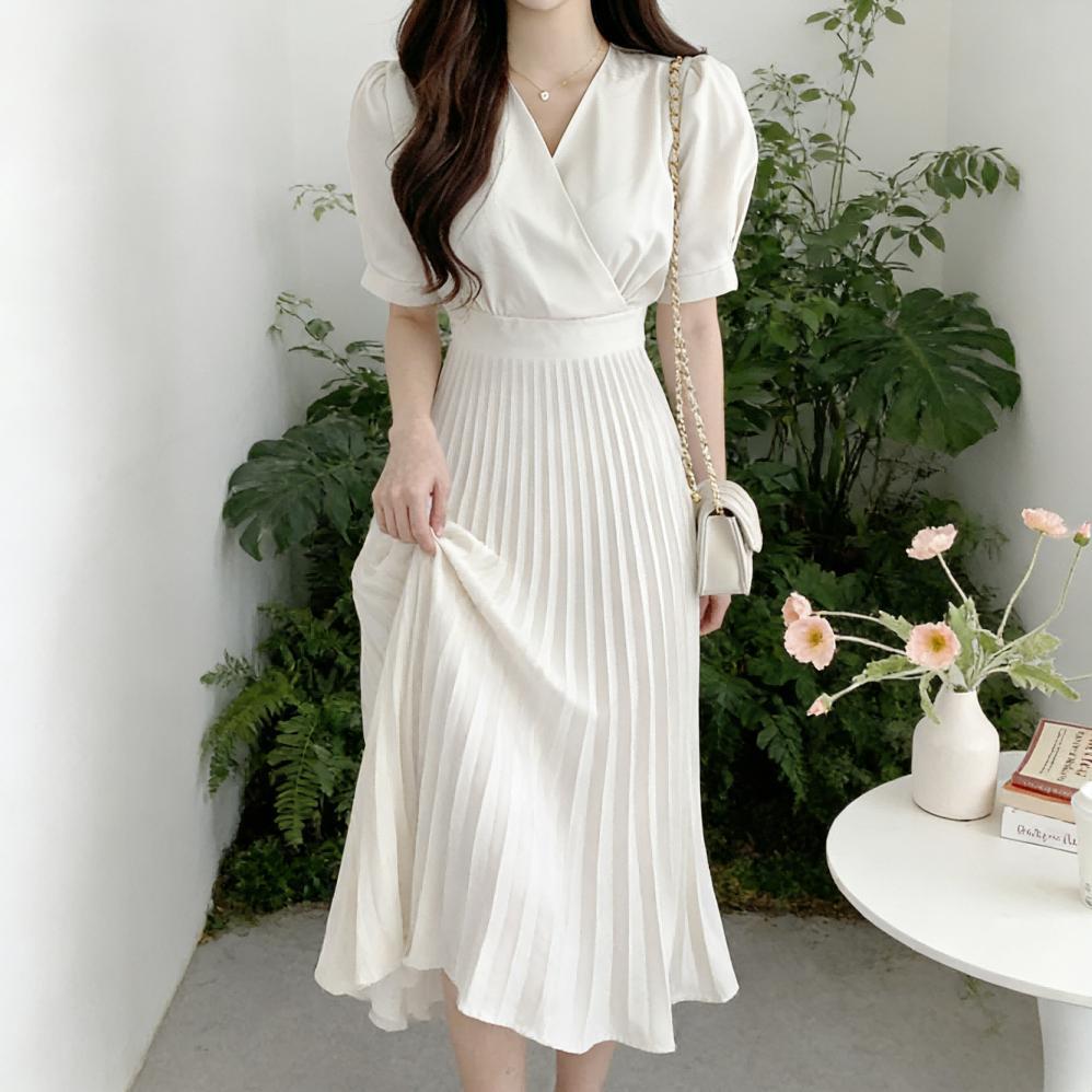 Unik Miss Emita Baju White Midi Dress Elegan Party Dress Putih Wanita Gaun Putih Korean Style Pantai