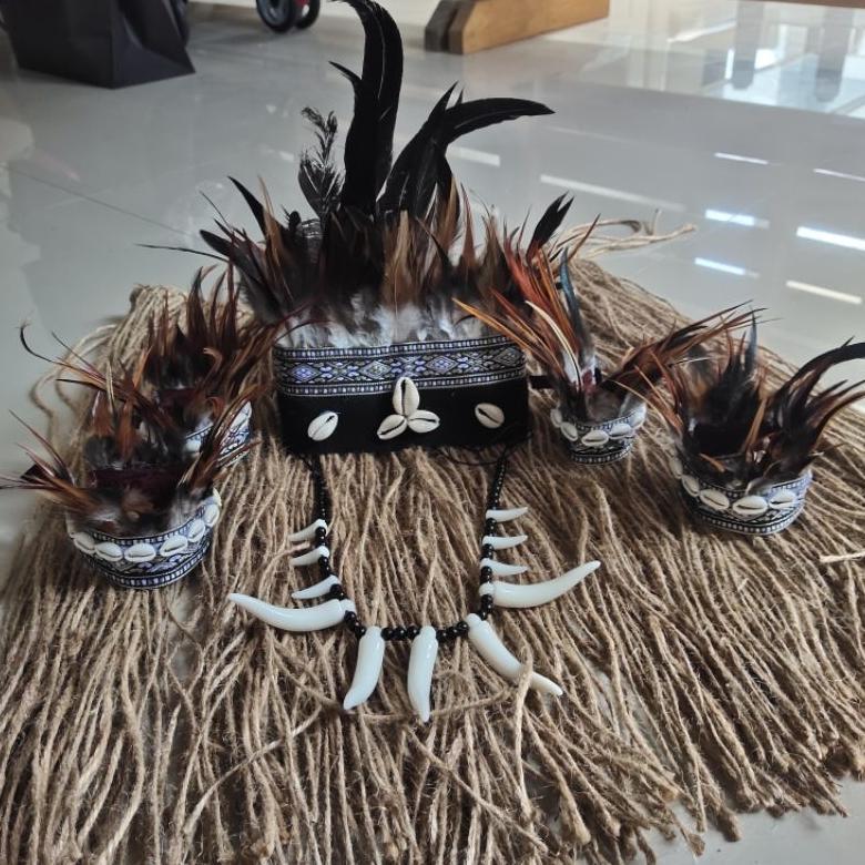 Diskon Satu Set Kostum Adat Pedalaman Papua Tari Dan Karnaval  Mahkota Ikat Kepala Bulu Set Rok Abt