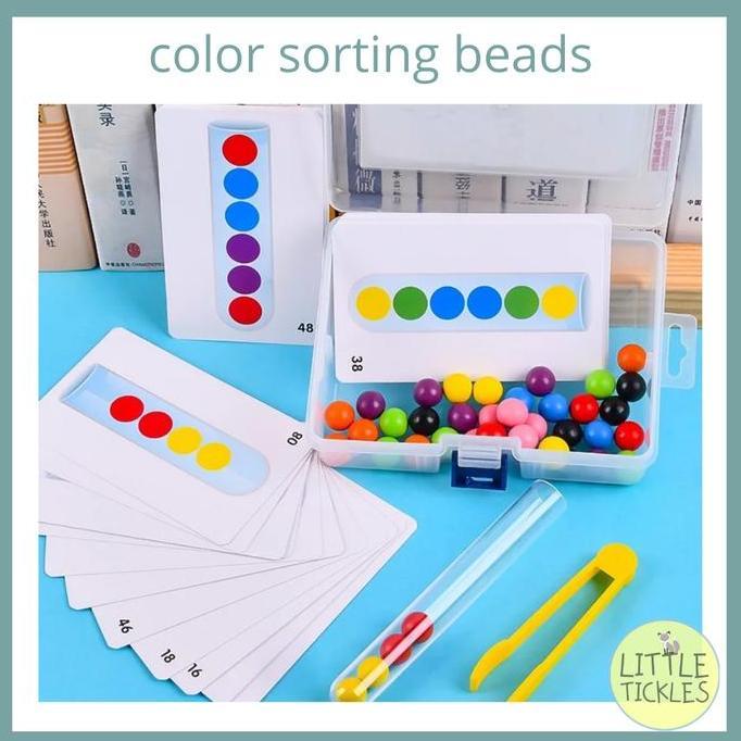 NEW COLOR SORTING BEADS - MAINAN MONTESSORI ANAK BRAIN GAMES ORI