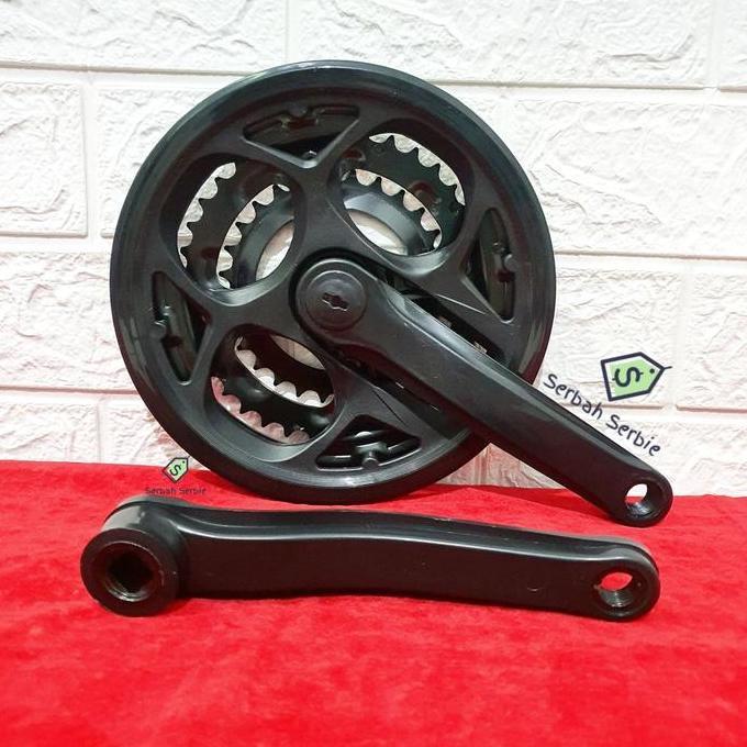 Ready GEAR GIR CRANK DEPAN TENGAH SEPEDA MULTI SPEED 3 SUSUN BB KOTAK 3SP MTB HITAM BESI