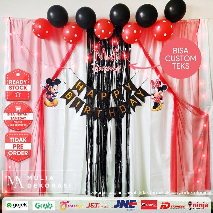Dekorasi Backdrop Background Photobooth Ulang Tahun 1set Pesta Anak Tema Minnie Mouse