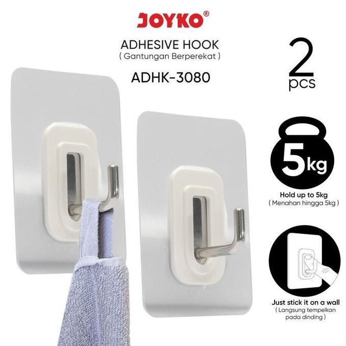 JOYKO ADHESIVE HOOK/GANTUNGAN BERPEREKAT ADHK-3080 2PCS