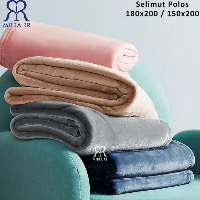 TERLARIS SELIMUT POLOS SALUR UKURAN 150 X 200CM SELIMUT IVORIA POLOS HALUS