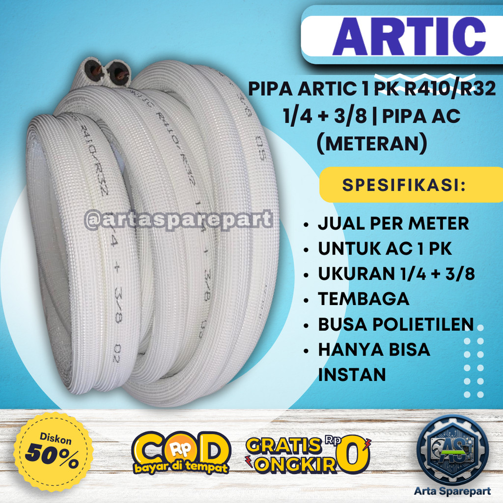 Pipa Artic 1 PK R410/R32 1/4 + 3/8 | Pipa AC (Meteran)