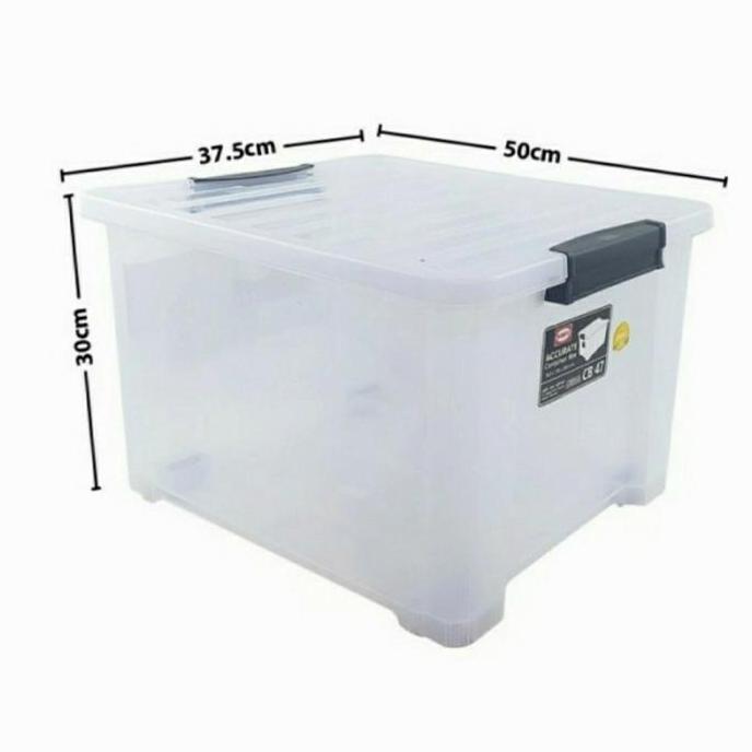 NEW BOX CONTAINER CB 47 LITER TRANSPARAN BENING ACCURATE SHINPO RAK SUSUN ORI