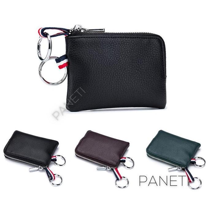 Dompet Koin Kartu Pria PANETI Ultra Thin Mini Zipper Pouch Kulit Asli TP