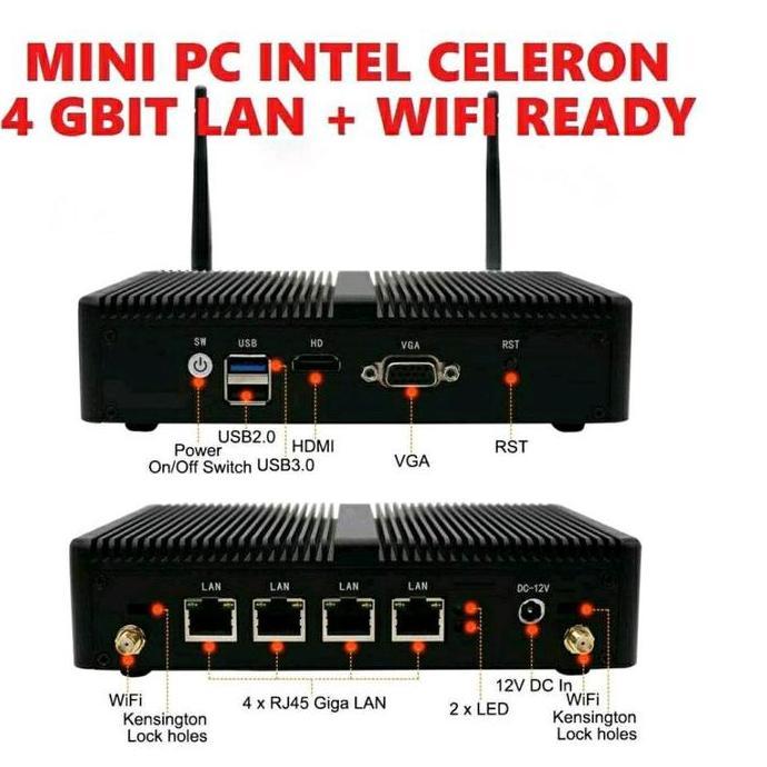 Mini PC Celeron Quad 4 Lan PFSENSE Sophos ClearOS Firewall UTM Router