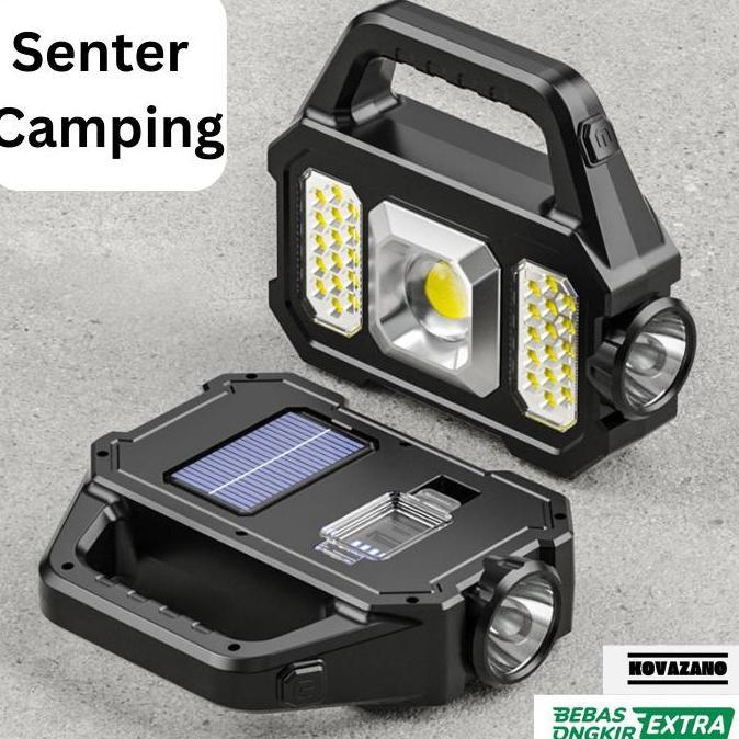 Senter Camping Lampu LED Solar Power dan Power Bank USB Charger