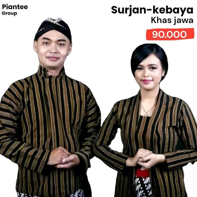 Couple Atasan Surjan Kebaya Wanita Baju Adat Jawa Lurik Solo Jogja-Kutubaru Remaja Dewasa Motif Panj