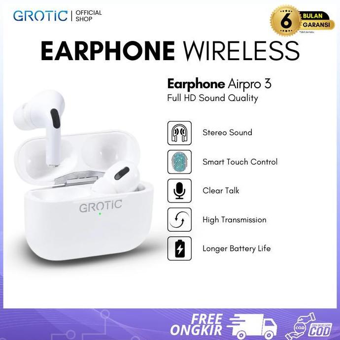 hadiojaya_ - grotic tws earphone headset wireless in-ear sports earbuds