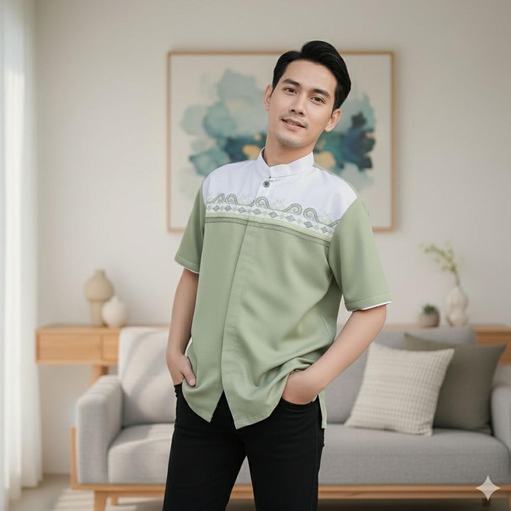 DISKON Baju koko pendek bordir Baju koko pria Dewasa Baju koko bisa COD Fashion muslim pria dewasa 2