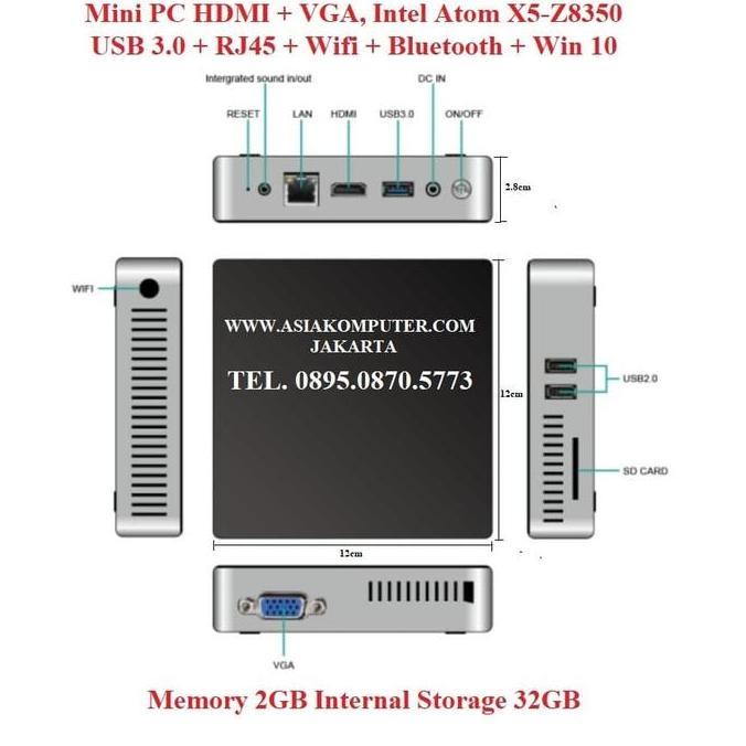 Mini PC Intel Atom X5 Z8350 Win10 Wintel NUC MiniPC 2/32GB Z83V