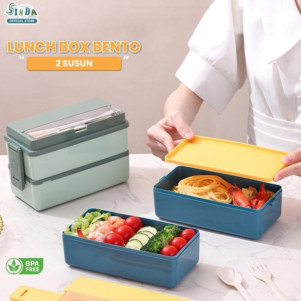 LUNCH BOX SET 2 SUSUN BENTO KOTAK MAKAN ANAK KOTAK BEKAL