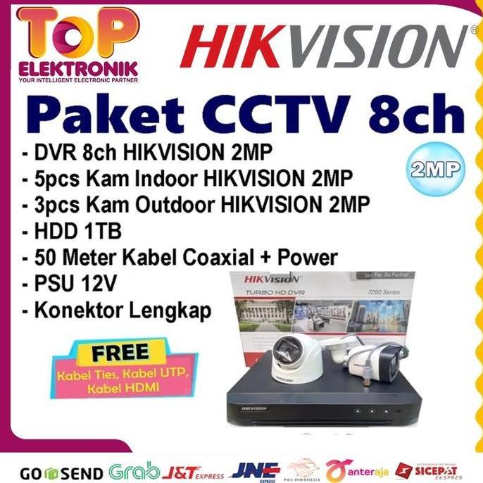 TERMURAH - PAKET CCTV 8ch HIKVISION 2mp