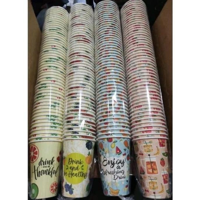 PaperCup 12oz Motif isi 50pcs / Gelas Kertas