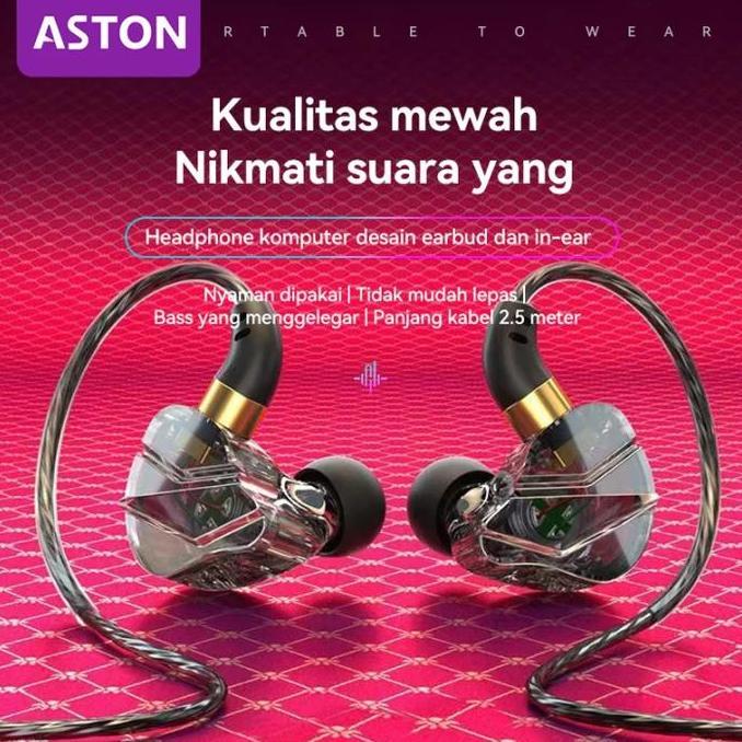 hadiojaya_ - aston headset gaming kabel usb music in ear bass handsfree for ponsel komputer ps4