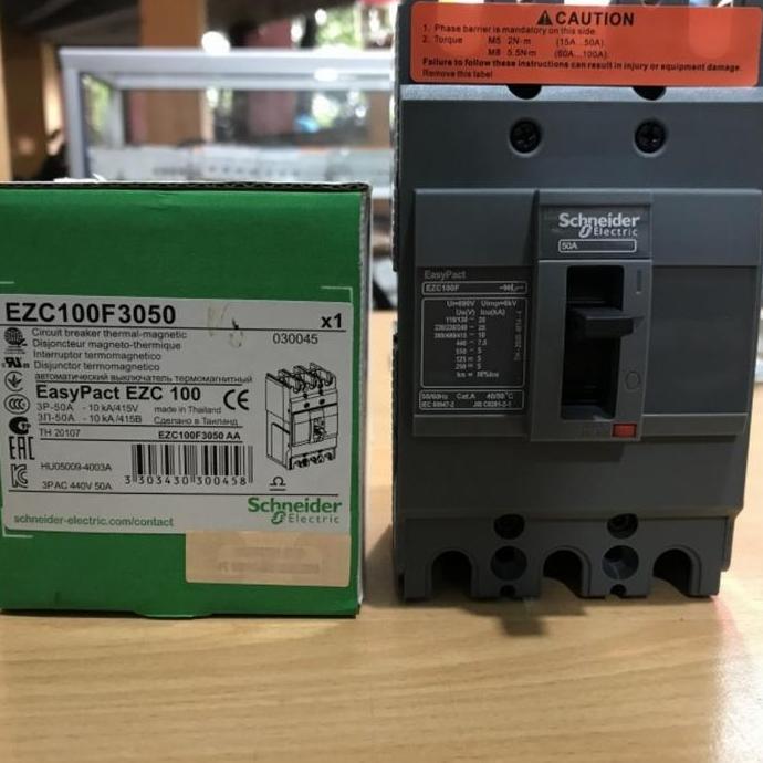 TERLARIS MCCB SCHNEIDER 60A 3P / EASY PACT EZC100F 60 AMPERE 3 PHASE BREAKER