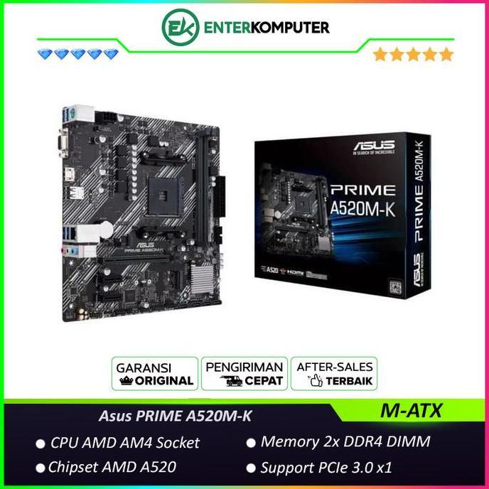 TERMURAH - Asus PRIME A520M-K (AM4, A520, DDR4, USB 3.2, SATA3)