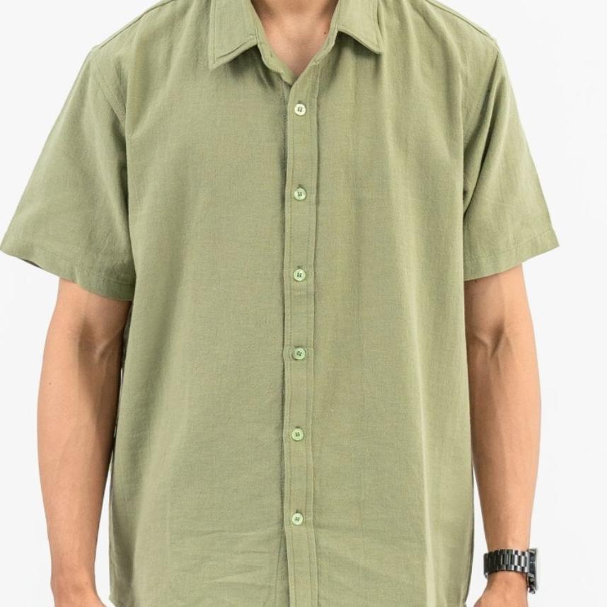Kemeja Pria Lengan Pendek Linen Basic